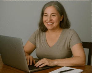 Mulher com energia trabalhando