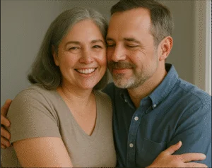 Casal feliz abraçado