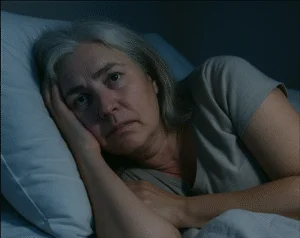 Mulher com problemas de sono